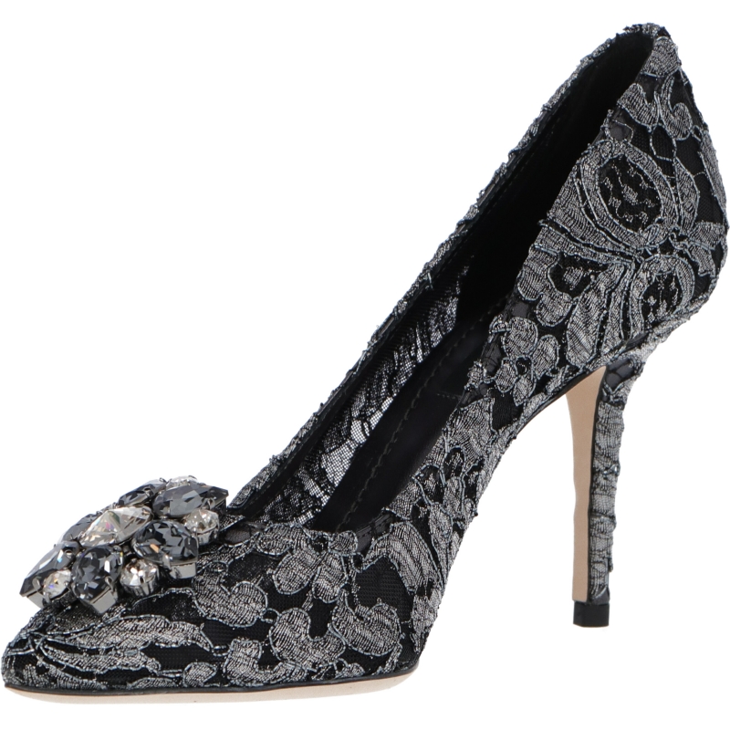 DOLCE & GABBANA BELLUCCI LACE PUMP WITH CHRYSTALS