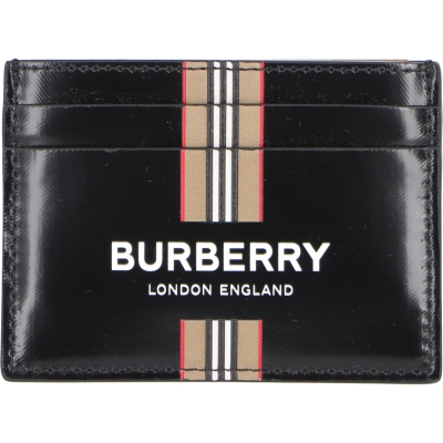 BURBERRY LOGO AND ICON STRIPE PRINT COATED CANVAS CARDCASE