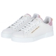 PORTOFINO LEATHER SNEAKER WITH METALLIC PINK DAUPINE LEATHER INSERTS AND DECORATIVE PEARL