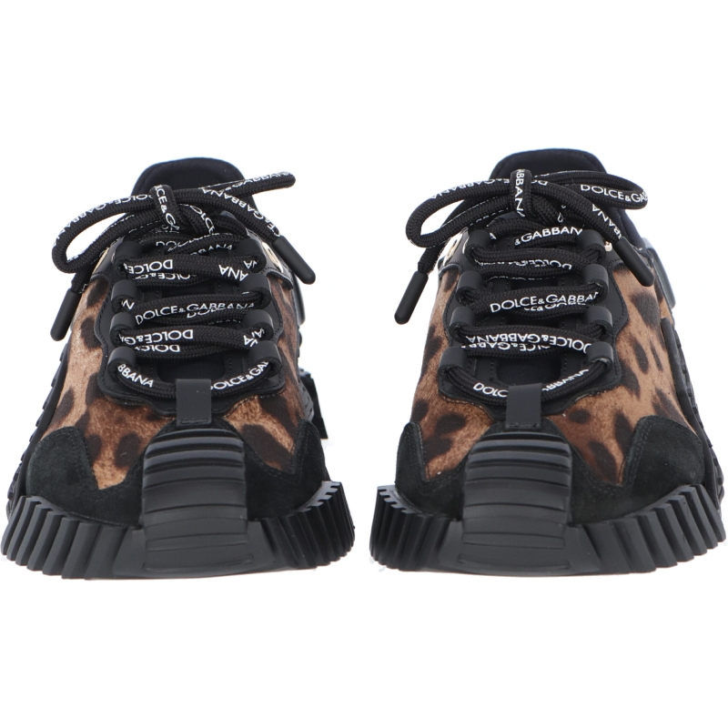 NS1 SNEAKERS IN LEOPARD PRINT FABRIC WITH BLACK LEATHER INSERTS