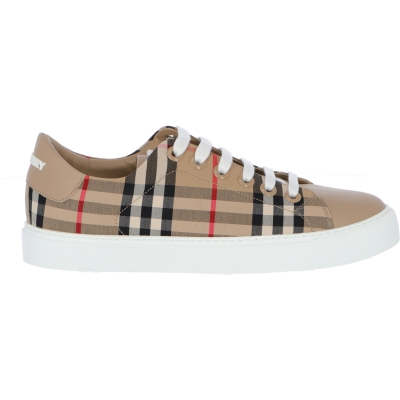 ALBRIDGE SNEAKER MADE OF CHECK PRINTED COTTON FABRIC WITH LEATHER INSERTS