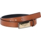 DOLCE & GABBANA TUMBLED CALFSKIN BELT WITH BRANDED BUCKLE WITH TWO PLATED FINISHES