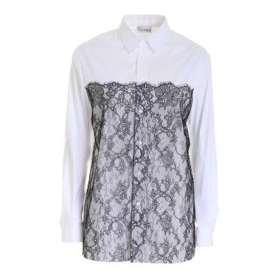 COTTON POPELINE SHIRT WITH LACE INSERTS
