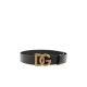 LUX LEATHER BELT WITH CROSSOVER DG LOGO BUCKLE