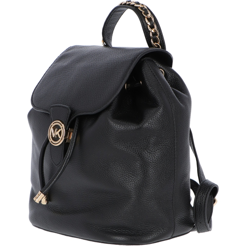 MINA LEATHER BACKPACK WITH LOGOED FASTENING