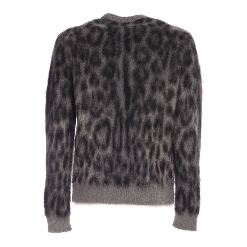 WOOL/MOHAIR JACQUARD ROUND-NECK SWEATER WITH LEOPARD DESING