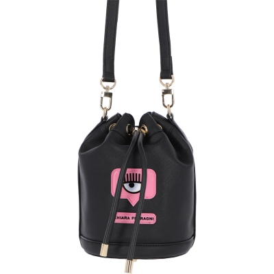 FAUX LEATHER BUCKET BAG WITH LOGO