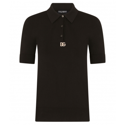 SHORT-SLEEVED VISCOSE POLO-SHIRT WITH CRYSTAL DG EMBELLISHMENT