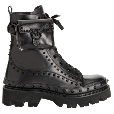 STUDDED COMBAT BOOTS WITH POCKET BAG