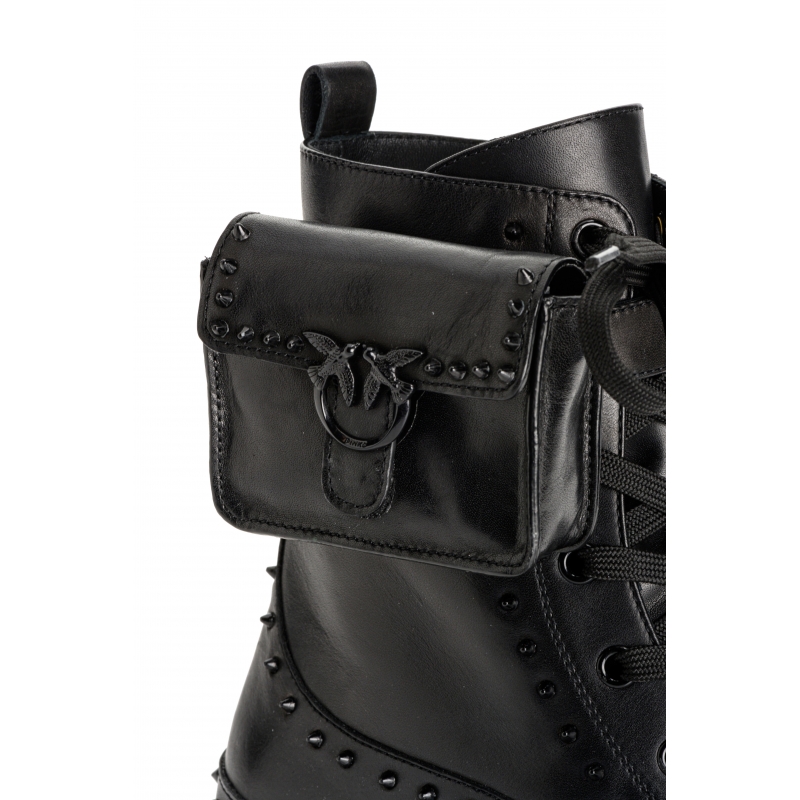 STUDDED COMBAT BOOTS WITH POCKET BAG