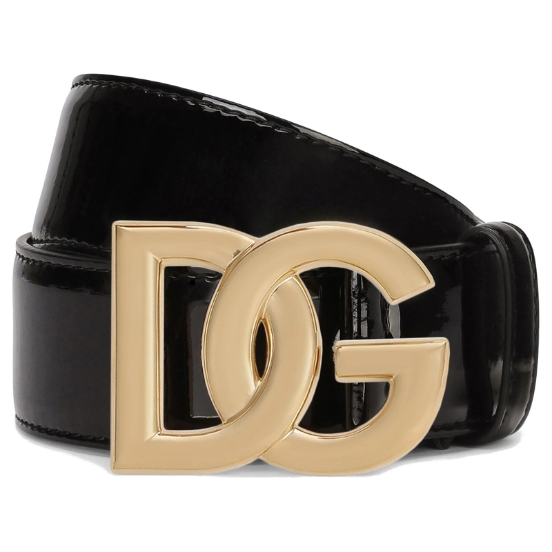 PATENT LEATHER BELT WITH DG LOGO
