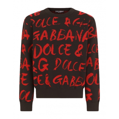 ROUND-NECK JACQUARD SWEATER WITH DOLCE & GABBANA DETAILING