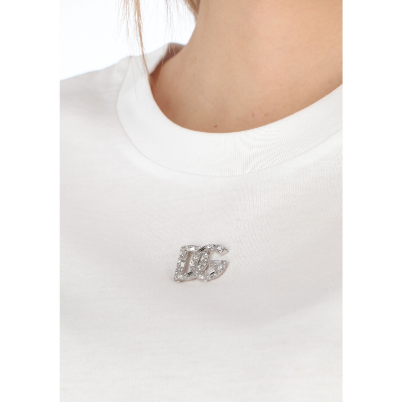 COTTON SHORT SLEEVES T-SHIRT WITH DG CRYSTAL LOGO