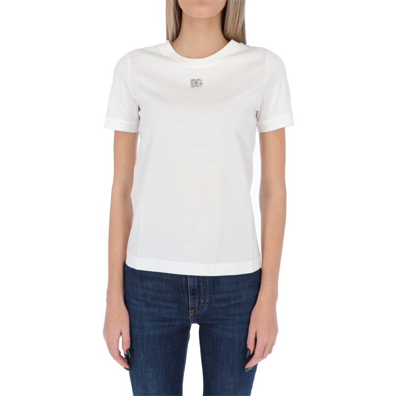 JERSEY COTTON T-SHIRT WITH DG CRYSTAL EMBROIDERY
