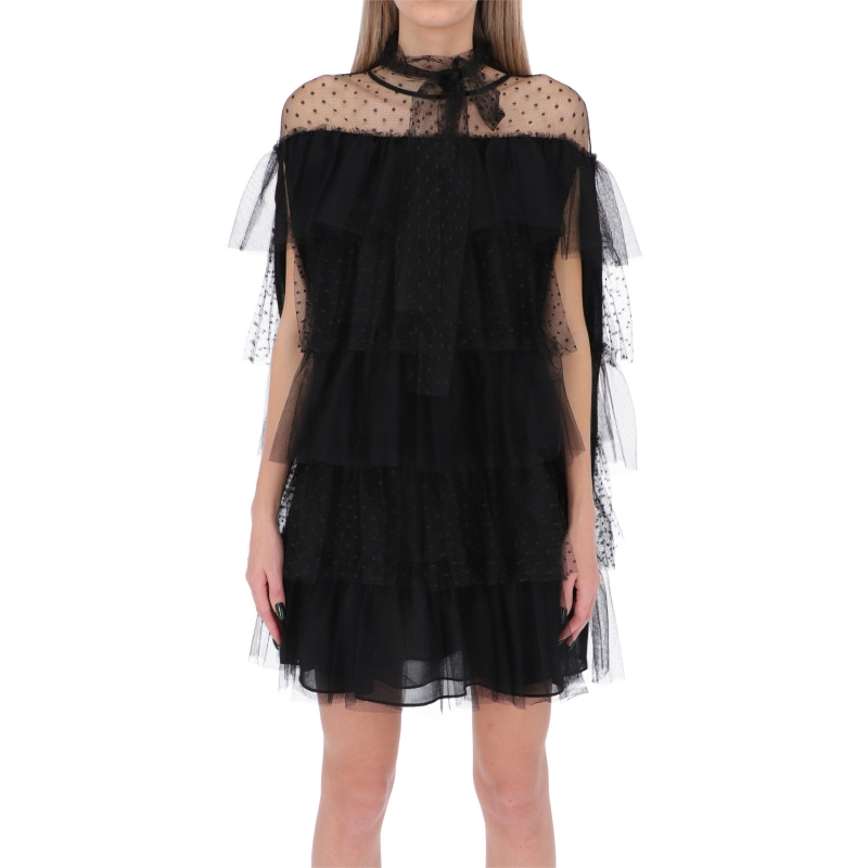 ABITO CON MAXI ROUCHES IN TULLE POINT D'ESPRIT