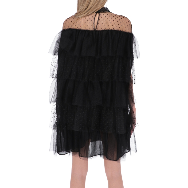 MINIDRESS WITH MAXI POINT D'ESPRIT TULLE ROUCHES