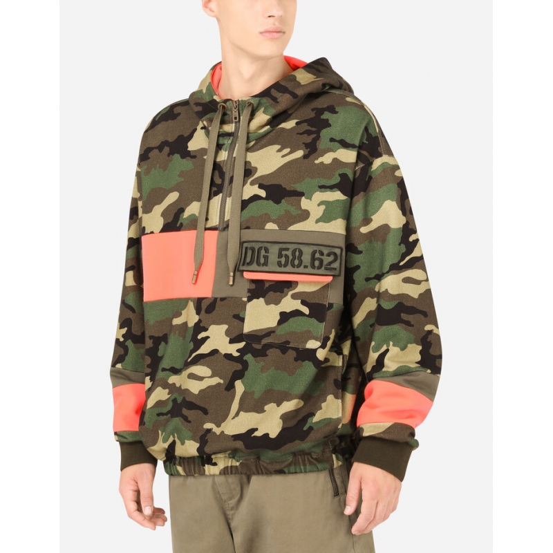 CAMOUFLAGE-PRINT JERSEY HOODIE