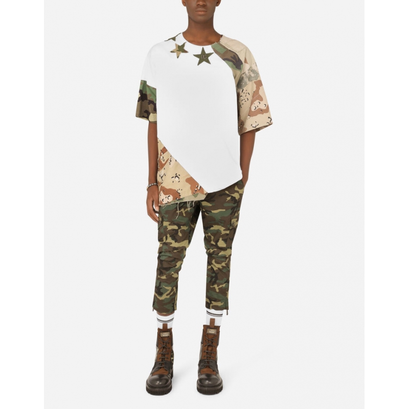 CAMOUFLAGE PATCHWORK T-SHIRT WITH DG LOGO