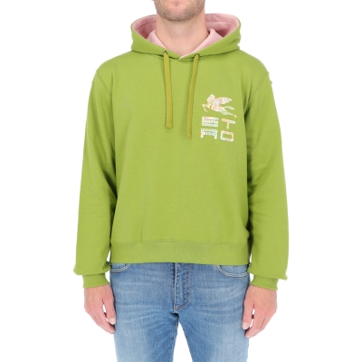 SWEATSHIRT WITH BOXY HOOD WITH EMBROIDERED PARROT
