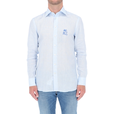 LINEN SHIRT WITH EMBROIDERED PEGASO