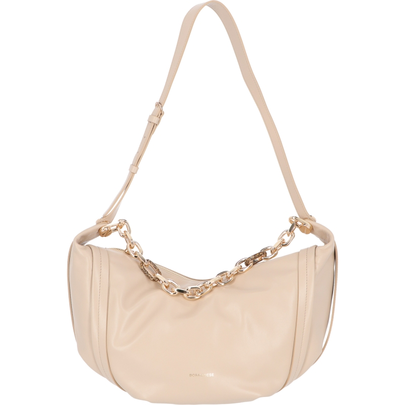LEATHER HOBO BAG WITH DECORATIVE CHAIN
