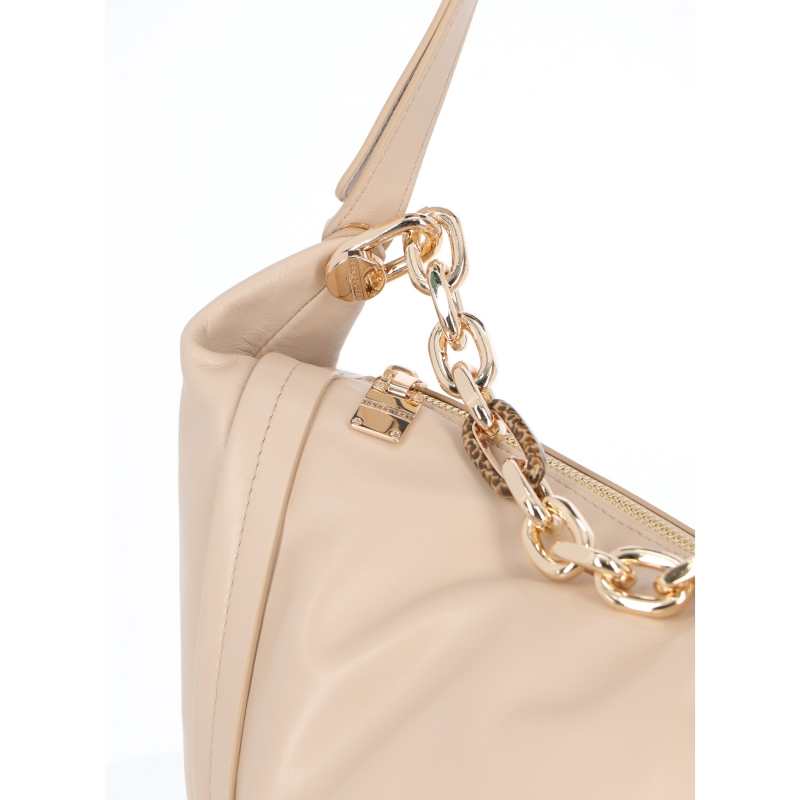 LEATHER HOBO BAG WITH DECORATIVE CHAIN