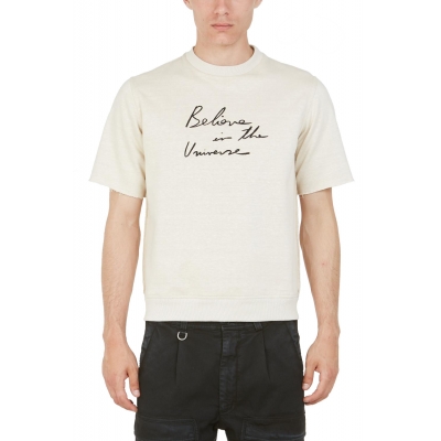 "BELIVE IN THE UNIVERSE" SHORT SLEEVE SWEATSHIRT IN COTTON AND LINEN