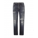 LOOSE BLUE WASH JEANS WITH RIPS