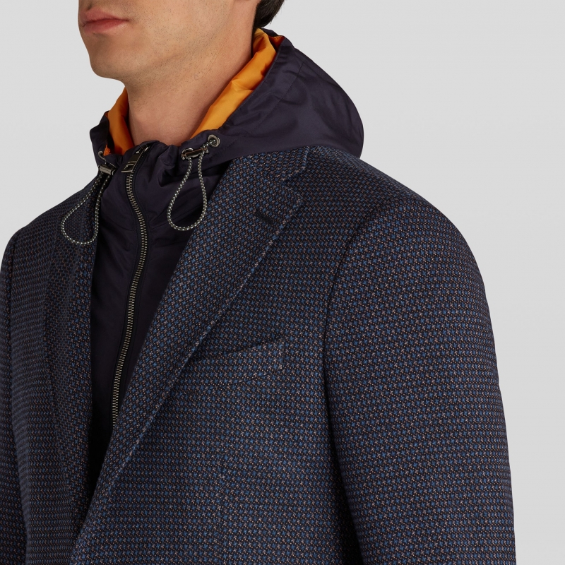 JERSEY JACKET WITH MICRO GEOMETRIC PATTERNS AND DICKEY