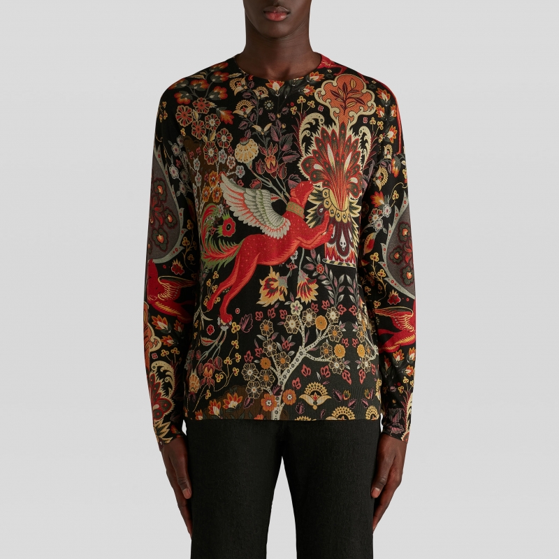 PRINTED SILK AND CASHMERE JUMPER