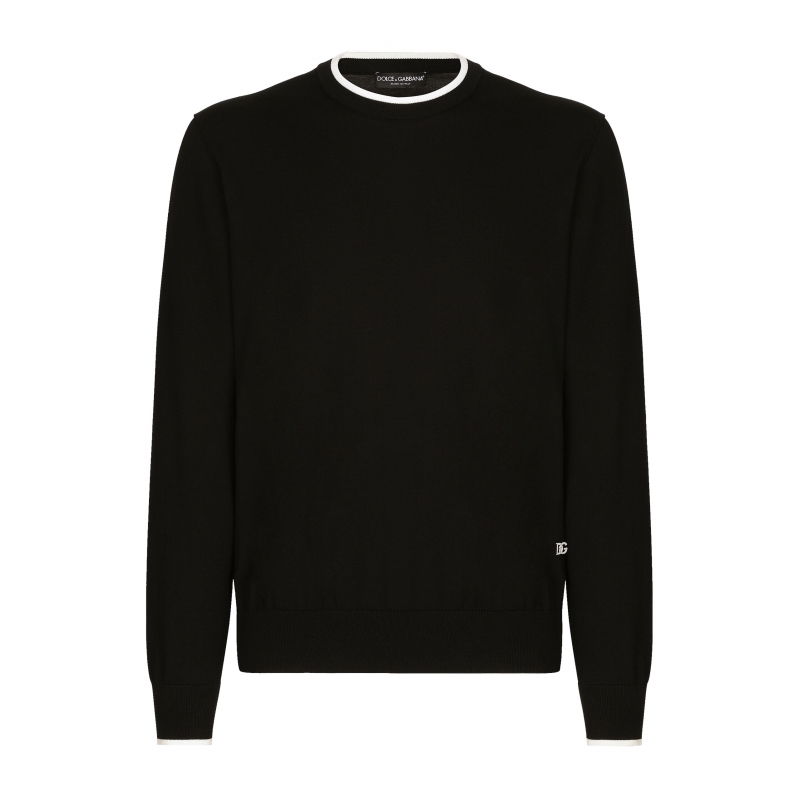 COTTON ROUND-NECK SWEATER WITH DG PATCH