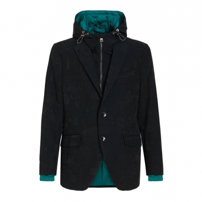 JACQUARD JACKET WITH REMOVABLE HOOD