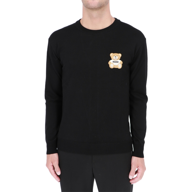 WOOL PULLOVER WITH LOGO PATCH