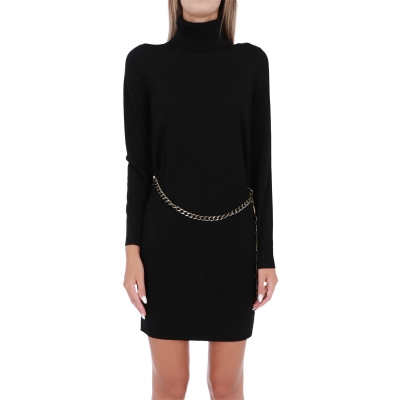 KNIT DRESS WITH CHAIN BELT