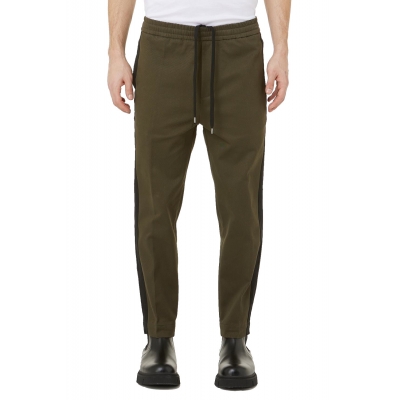 STRECH COTTON TROUSERS WITH ELASTIC WAIST AND SIDE INSERT