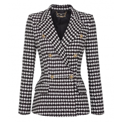HOUNDSTOOTH JACKET WITH OPTICAL BUTTONS