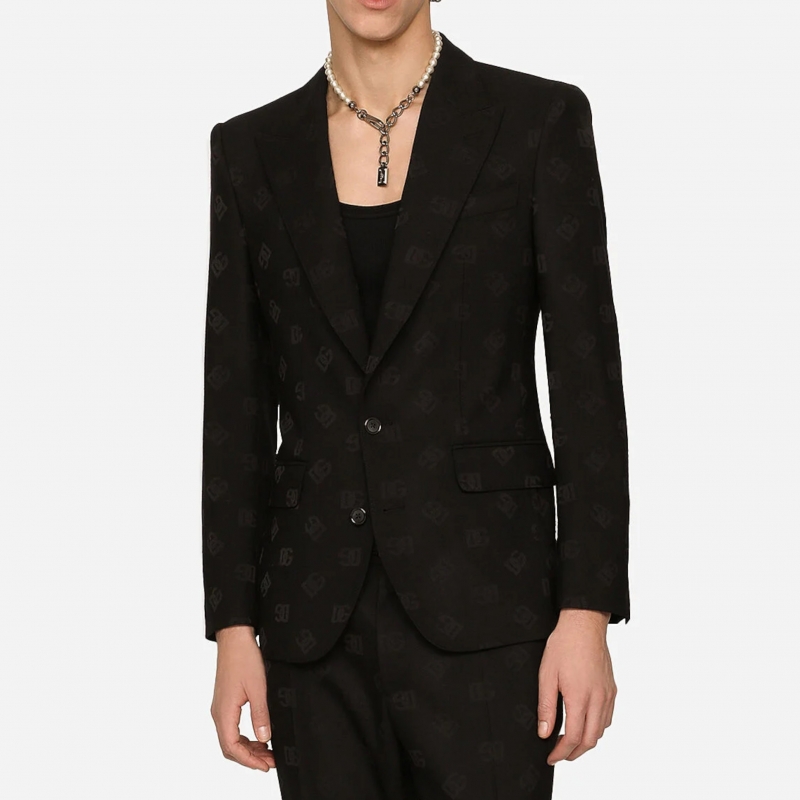 Single-breasted jacquard Sicilia-fit jacket with DG Monogram design