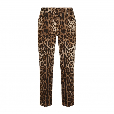 Pantaloni in drill stampa leopardo