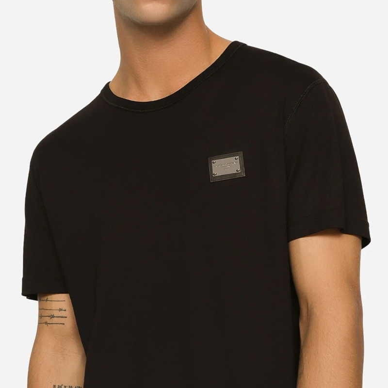 T-shirt cotone con placca logata