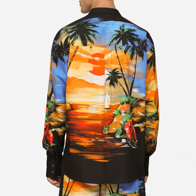 Hawaiian-print cotton shirt