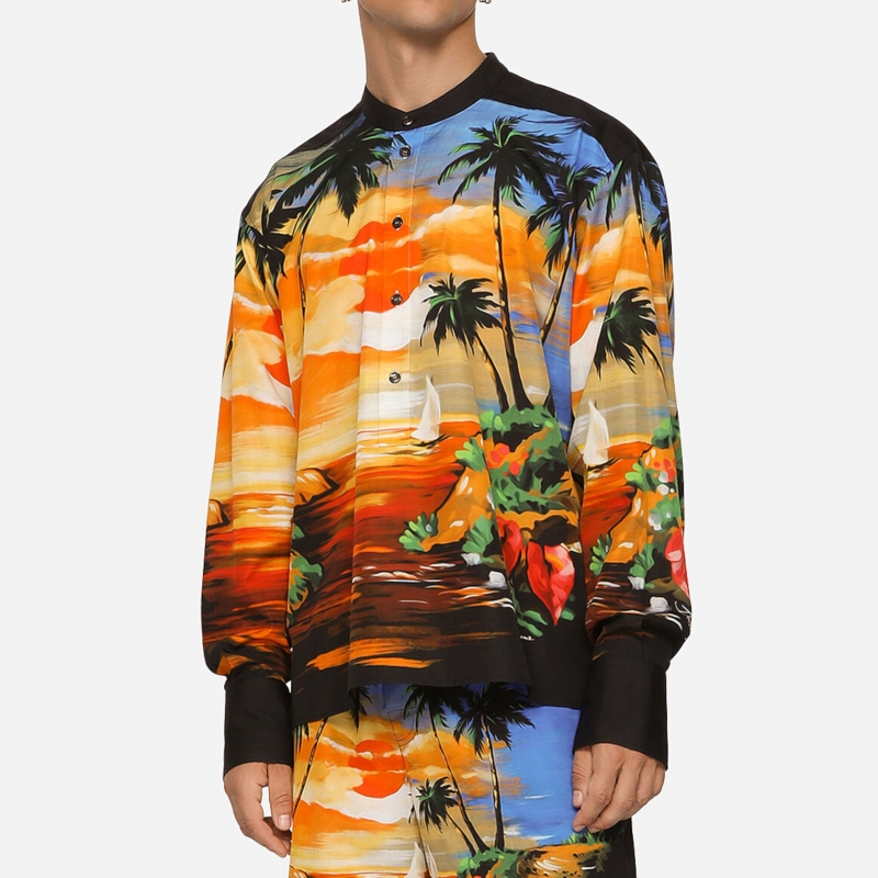 Hawaiian-print cotton shirt
