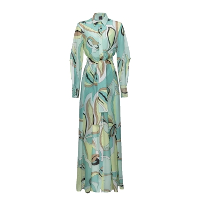 VOILE SHIRT DRESS WITH FLOWER-BUD PRINT
