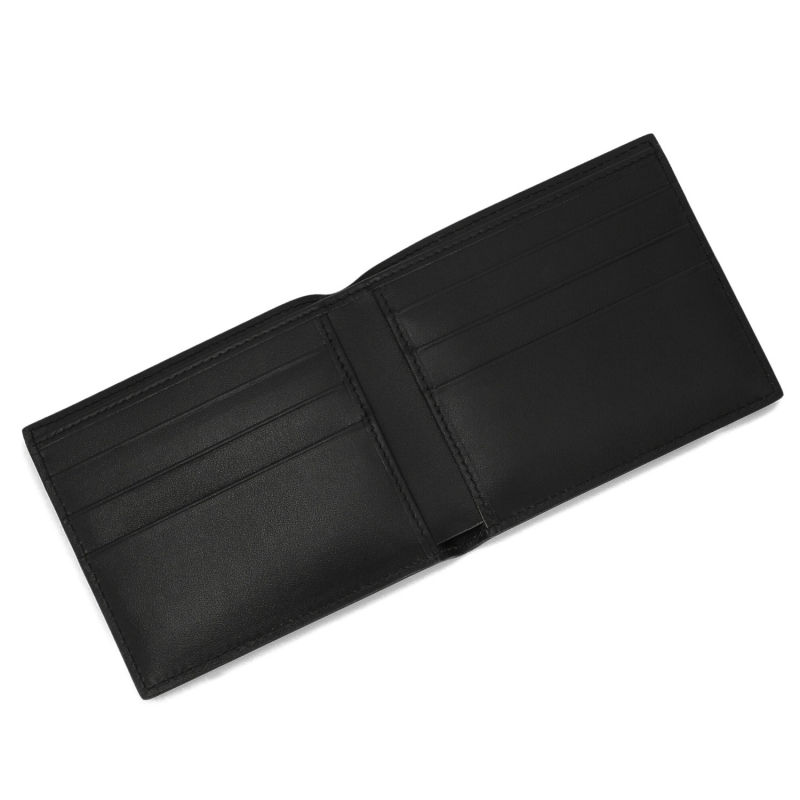Calfskin bifold wallet with raised logo