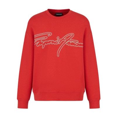 Sweatshirt in double jersey with stitched signature logo embroidery