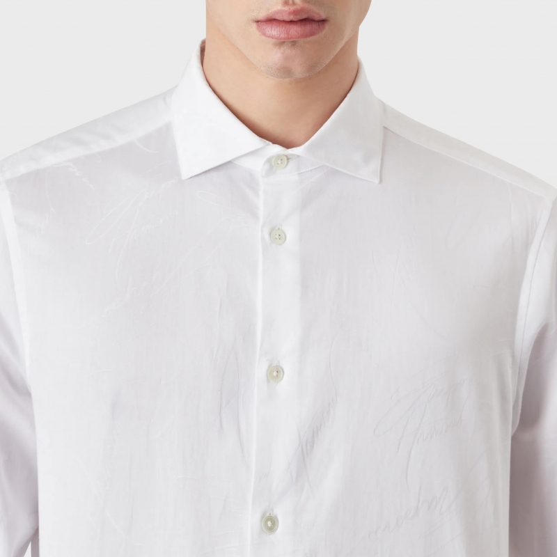 Cotton shirt with all-over jacquard signature logo