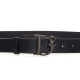 Calfskin belt with burnished silver metal buckle