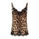 Leopard-print satin lingerie-style top with lace detailing