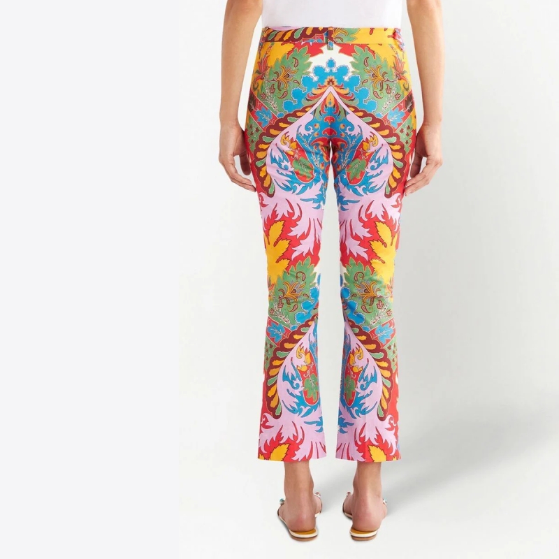 Tailored cotton printed trousers