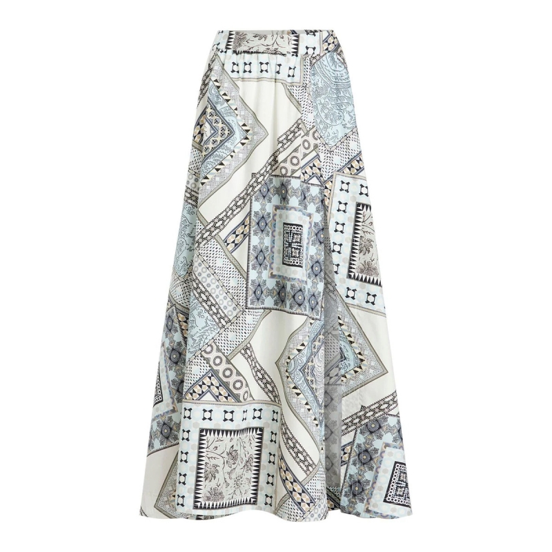 Cotton skirt with patchwork pattern