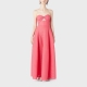 Long dress in ribbed barré fabric with sweetheart neckline